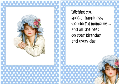 Lovely vintage lady in blue polkadot A5 Frame card front/insert