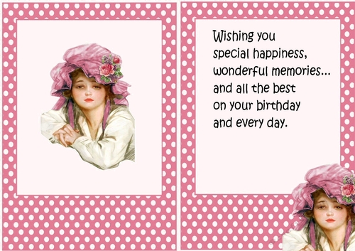 Lovely vintage lady in pink polkadot A5 Frame card front/insert