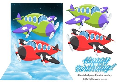 Cartoon Planes in the sky black/red plane