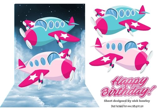 Cartoon pink Planes in the sky