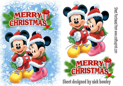 Blue snowflake frame with mickey and minnie A5