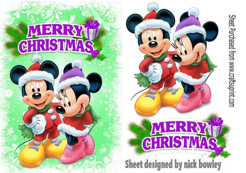 Purple snowflake frame with mickey and minnie A5