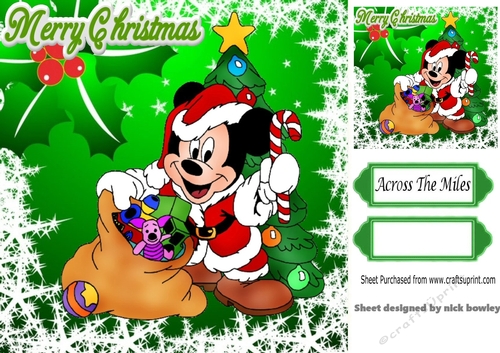 Christmas with micky mouse dressed as santa 8x8