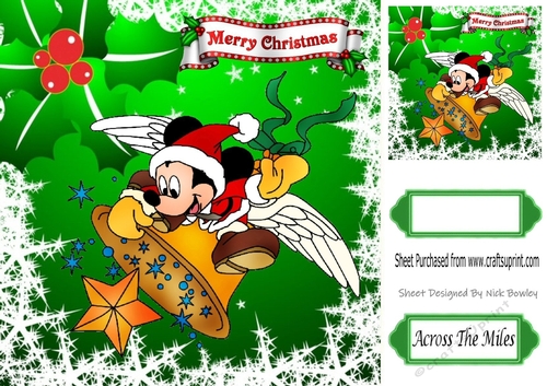 Cute mouse sitting on a bell in santa hat 8x8