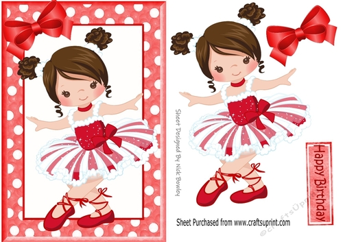 Pretty ballerina in red with brown hair A5