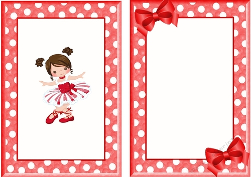Pretty ballerina in red with brown hair A5 cardfront/insert