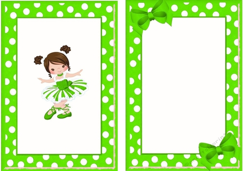 Pretty ballerina in green with brown hair A5 cardfront/insert