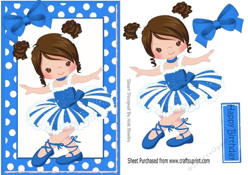 Pretty ballerina in blue with brown hair A5