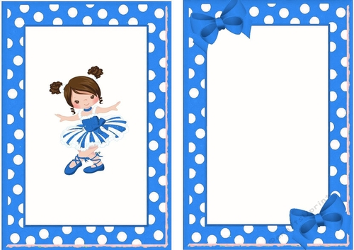 Pretty ballerina in blue with brown hair A5 cardfront/insert