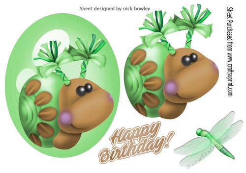 Cute little funny face snail with green dragonfly