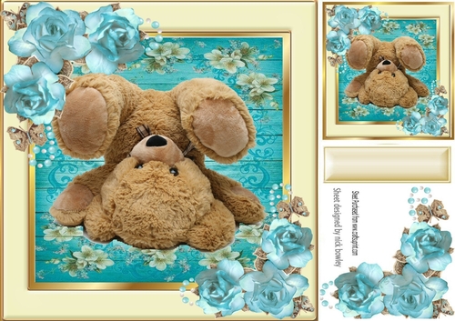 pretty floral frame with upside down teddy 8x8