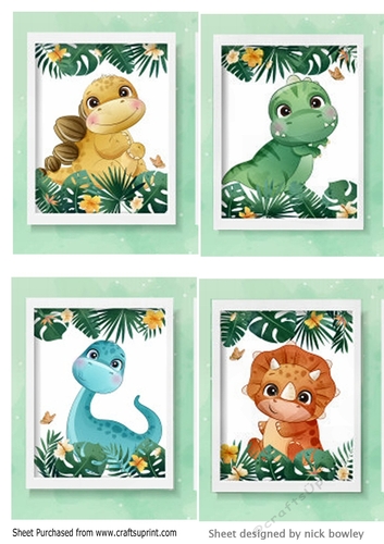 four cute dino toppers 