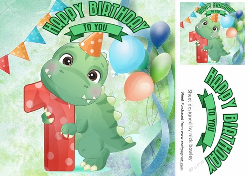 Lovely Balloons for Dinos (1st) Birthday 8x8