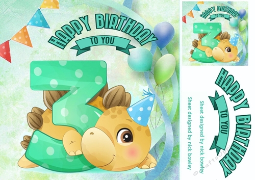 Lovely Balloons for Dinos (3rd) Birthday 8x8