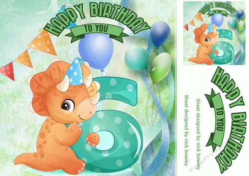 Lovely Balloons for Dinos (6th) Birthday 8x8
