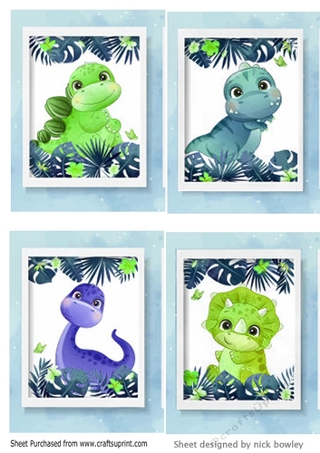 four cute dino toppers (blue)