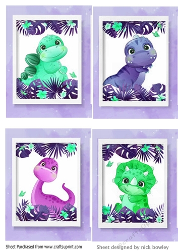 four cute dino toppers (purple)