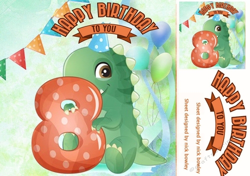 Lovely Balloons for Dinos (8th) Birthday 8x8