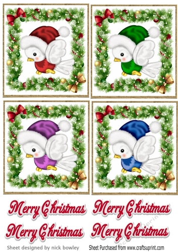 4 lovely christmas holly and bow toppers with robins