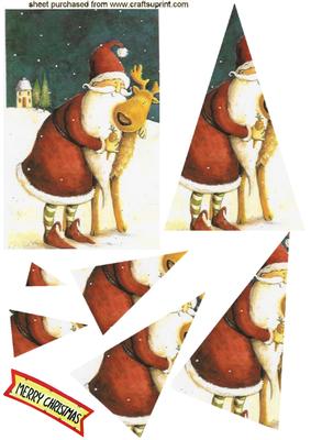 Santa and Reindeer Twisted Triangle Pyramid