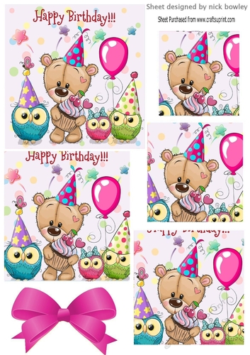 cute teddy with owls partying pyramids