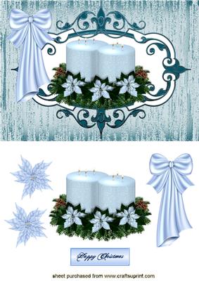 Ice Blue & White Christmas Candle