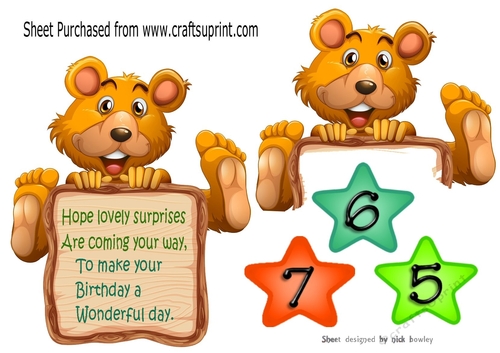 Cute teddy with stars over the edge 