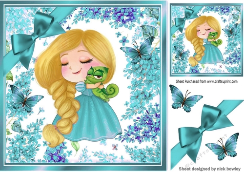sweet little girl cuddling in turq floral frame 8x8