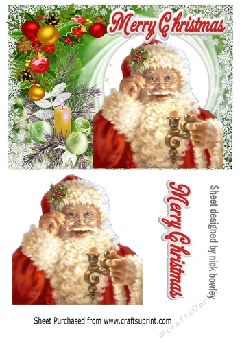 Lovely Santa with red christmas baubles A5