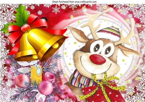 Cute reindeer with gold/red bells A4