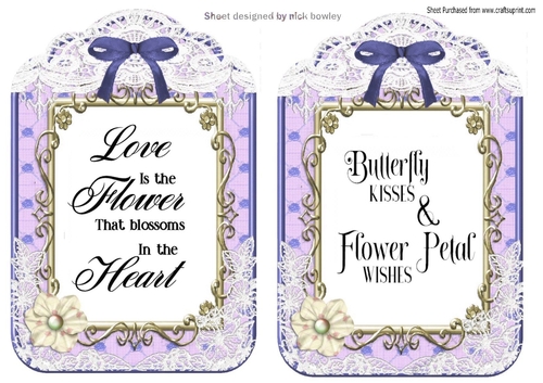 Two pretty lilac lace verse toppers A5