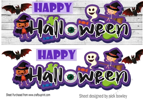 Halloween with bats and word large DL