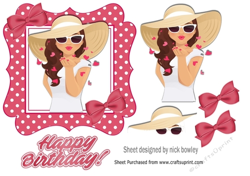 Lovely lady in a pink polkadot blowing kisses 7x7