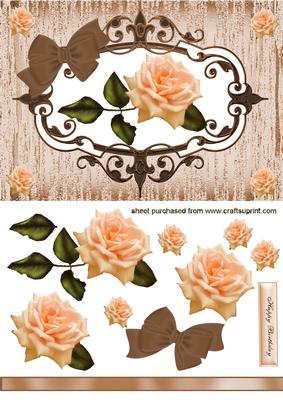 Gorgeous Peach/brown Rose in Ornate Frame