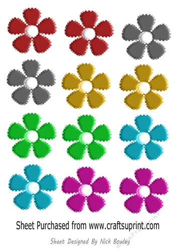 Pretty coloured button flower embelishments cut outs
