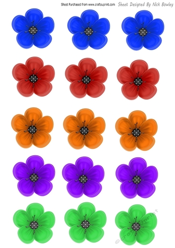 Pretty coloured flower embelishments cut outs (one)