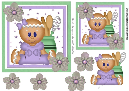 sweet gingerbread girl in lilac flowers 7x7