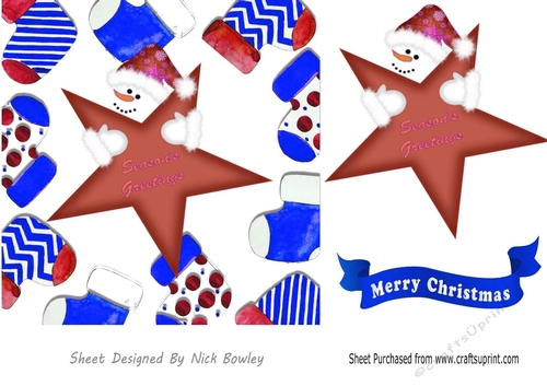 Jolly snowman holding a festive star 7x7