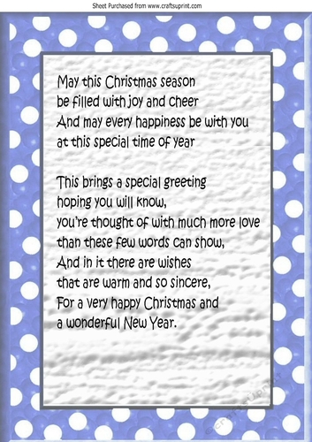 Blue/white spot frame with christmas verse (one) A4