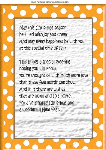 Gold/white spot frame with christmas verse (one) A4