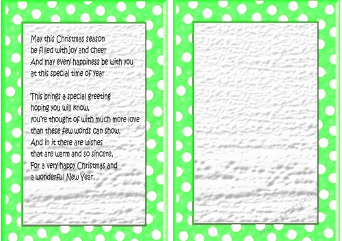 Green/white spot frame with christmas verse (one) A5