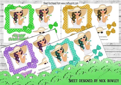  4 Lovely ladies in a polkadot frame blowing kisses 7x7  mini kit