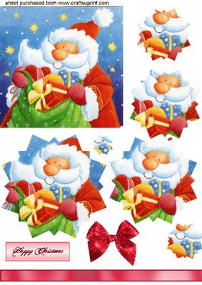 Happy Santa with Presents Star Pyramid