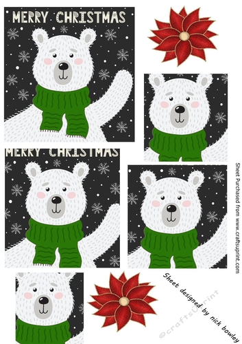 Christmas polar bear in green scarve pyramids