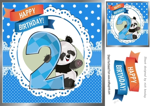 Cute panda in blue  birthday (2) 8x8
