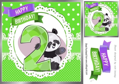 Cute panda in green  birthday (2) 8x8