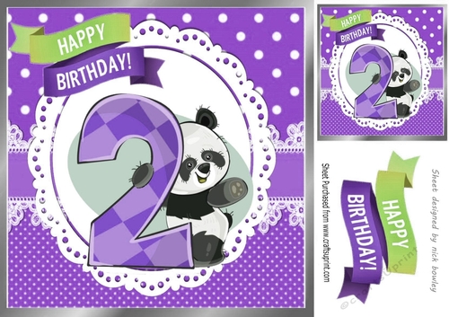 Cute panda in purple  birthday (2) 8x8
