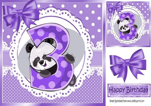 Cute panda in purple  birthday (3) 8x8