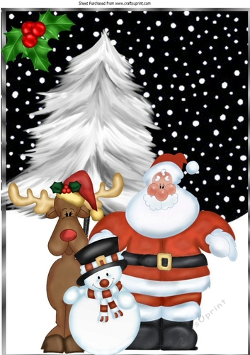 Lovely santa in the snow with friends A4