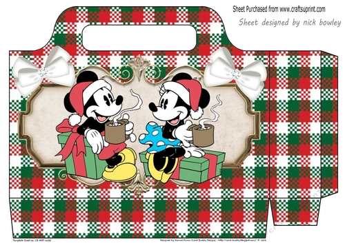 Pretty tote  bag with mickey and presents with tartan and bows